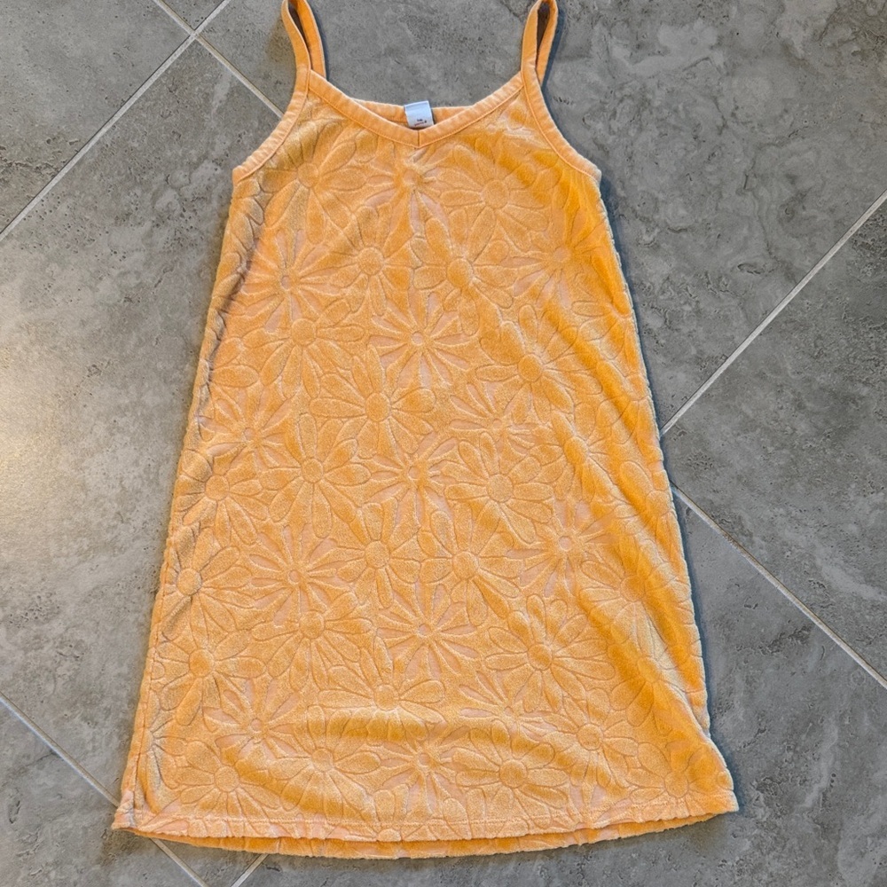 Floral Embossed Orange Slip Dress
